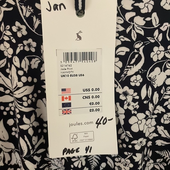 Joules navy birds dress size 6 new with tags. - Picture 3 of 4